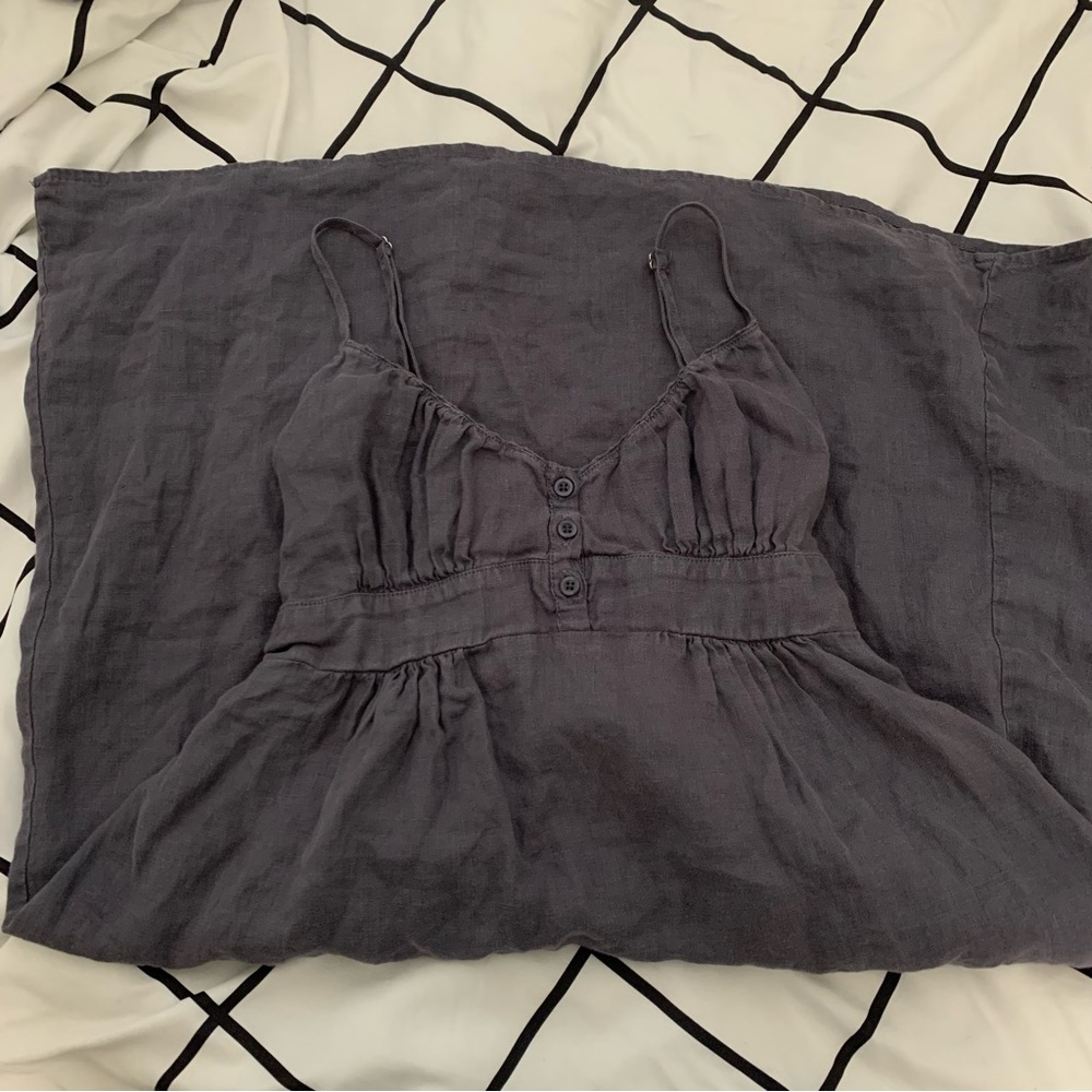 John Galt (Brandy Melville) Faded Blue-Gray Linen Arianna/Tiffany Midi Dress